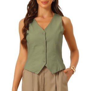 INSPIRE CHIC Women's Fashion Sleeveless Button Down V Neck Crop Summer Vest - 1 of 4