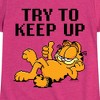 Girls' - Garfield - Try To Keep Up Fitted Short Sleeve Graphic T-Shirt - 2 of 4