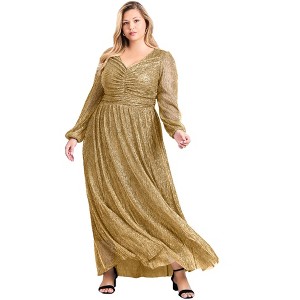 Avenue Women's Plus Size Lucia Plisse Maxi Dress - 1 of 4