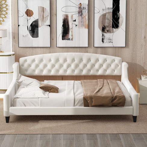 Full Size Upholstered Button Tufted Sofa Bed With Drawers And Waved Shape  Arms, Gray - Modernluxe : Target