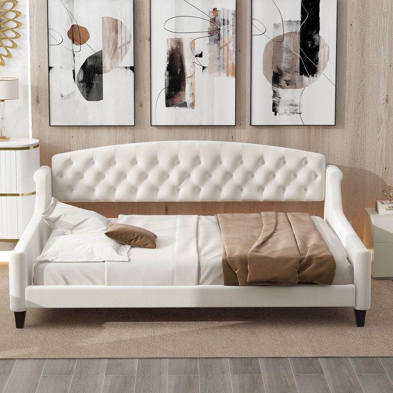 Full Size Luxury Upholstered Daybed, Button Tufted Platform Bed-ModernLuxe, 1 of 10