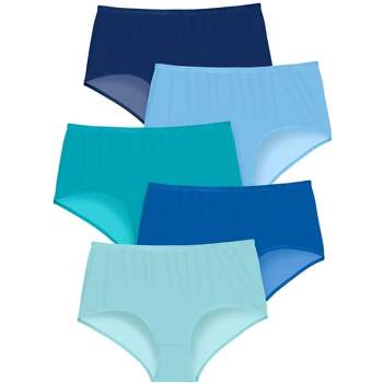 Comfort Choice Women's Plus Size Nylon Brief 5-pack - 12, Blue : Target