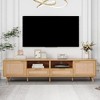 HDZNVF Rattan TV Stand for TVs up to 85 inch, Modern Farmhouse Media Console, Wood - 3 of 4