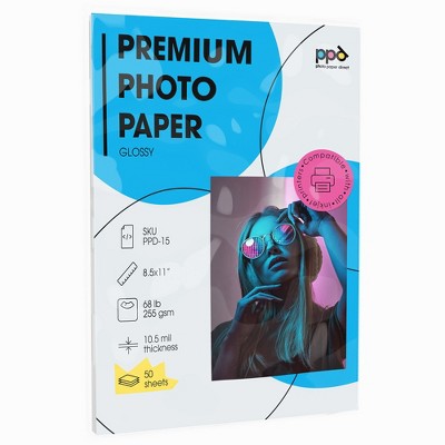 PPD Glossy Photo Paper 8.5x11" 50 sheets 255 gsm for Inkjet Printers