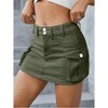 Women's Low Rise Cargo Denim Mini Skirt Summer Casual Solid Color Button Down Short Fitted Bodycon Short Skirt With Pockets - 2 of 4