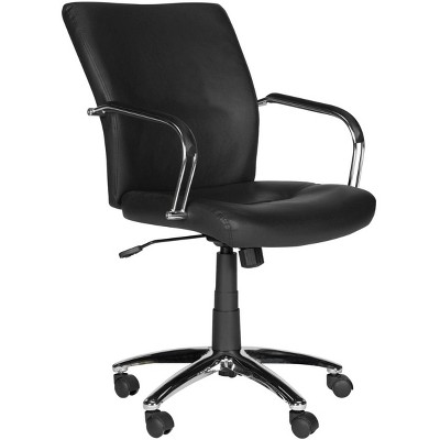 Black Leather High Back Swivel Arm Chair