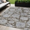 Chocolate And Blue Floral Washable Indoor Outdoor Area Rug - 2 of 4