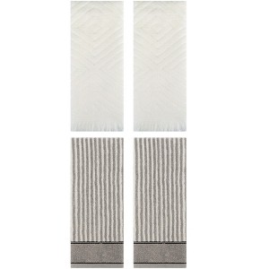 REGALWOVEN 4 Pcs Striped Pattern Soft Absorbent Bathroom Hand Towels 13 x 29 Inch - 1 of 4