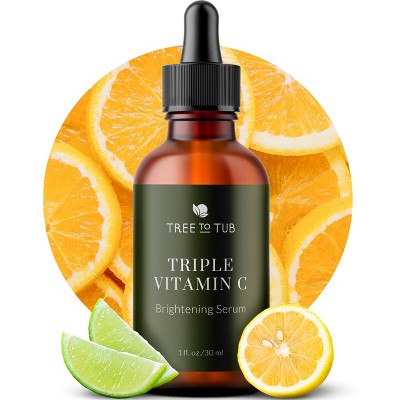 Tree To Tub Vitamin C Serum - Triple Vitamin C + Hyaluronic Acid - Hydrating Antioxidant Serum for Dry, Sensitive Skin, Maximum Anti-Aging, and Glow
