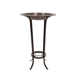 Achla Designs 28.5" Antique Copper Bird Bath with Roman Bronze Stand: Shallow Bowl, Wrought Iron Stand - 1 of 4