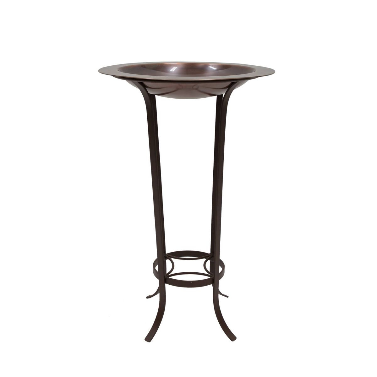 Achla Designs 28.5" Antique Copper Bird Bath with Roman Bronze Stand: Shallow Bowl, Wrought Iron Stand