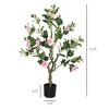 Set of 2 Decorative Artificial Plants, Camellia Flowers in Pots, Fakes Plant for Home Indoor Decor, 39 inch - 3 of 4