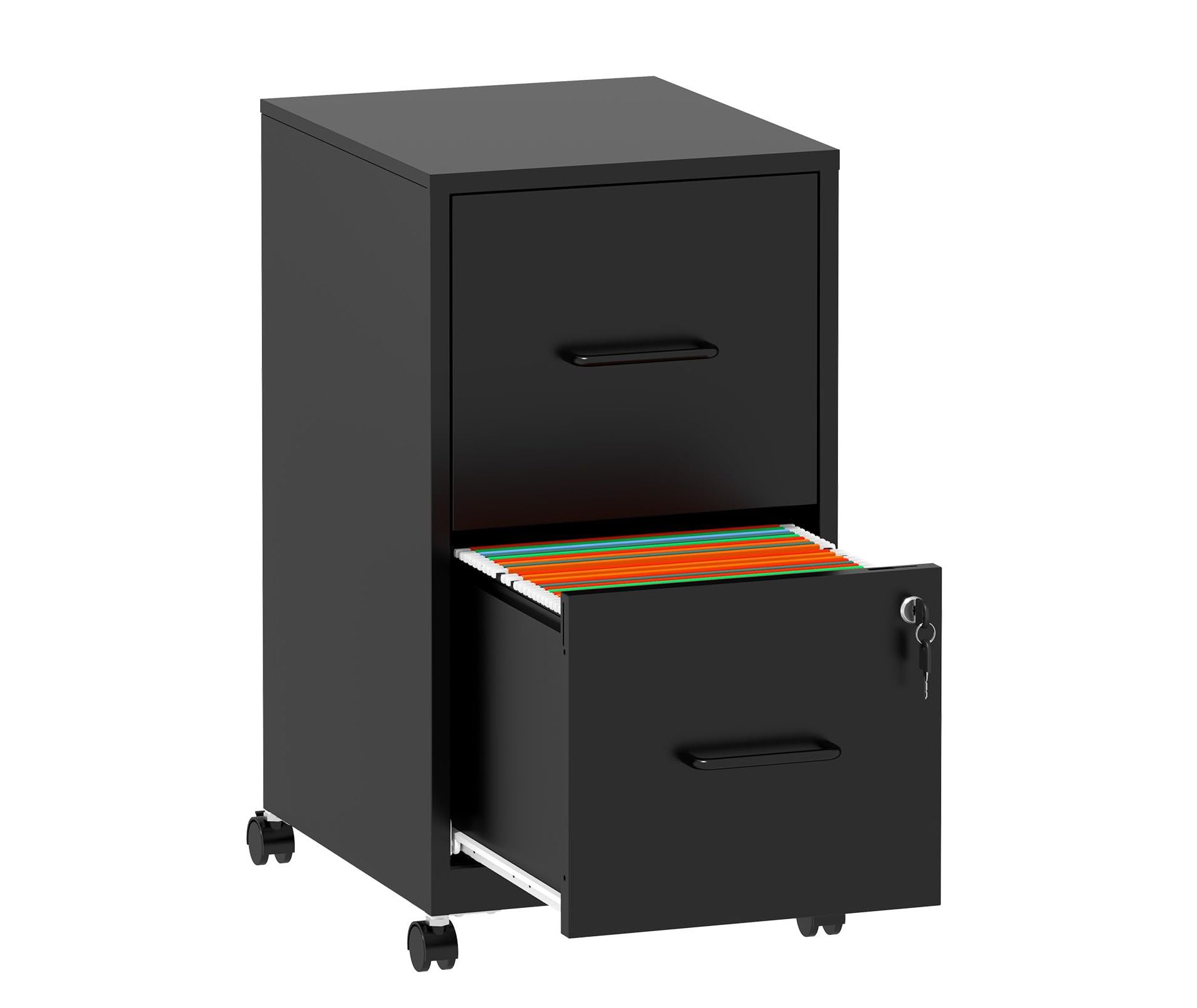 VIYET Mobile 2-Drawer Metal File Cabinet with Lock & Wheels, Rolling Under Desk Filing Cabinet for Home Office Storage