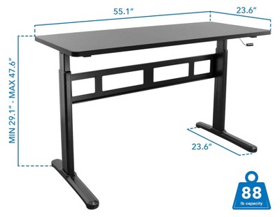 ErgoFlex 54'' Black Steel Manual Height Adjustable Desk