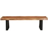 HomeRoots 68" Brown and Black Solid Wood And Metal Live Edge Dining Bench - 4 of 4