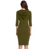 Coolmee Women Three-Quarter Sleeve Stripe Knee Length Slim Pullover Hoodie Wrap Dress With Pocket - 3 of 4