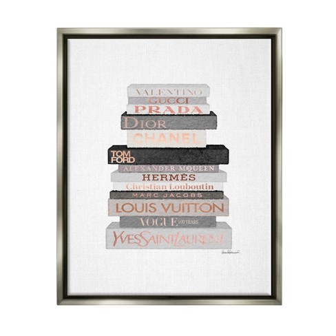 Stupell Industries Neutral Grey And Rose Gold Fashion Bookstack Gray  Floater Framed Canvas Wall Art, 16 X 20 : Target