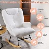 Molysoul Rocking Chair with Side Pockets, Upholstered Accent Glider Rocker Chair with High Backrest for Nursery,Living Room, Bedroom,White - 4 of 4