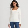 Lands' End Women's Long Sleeve Rib Square Neck Tee - 2 of 4