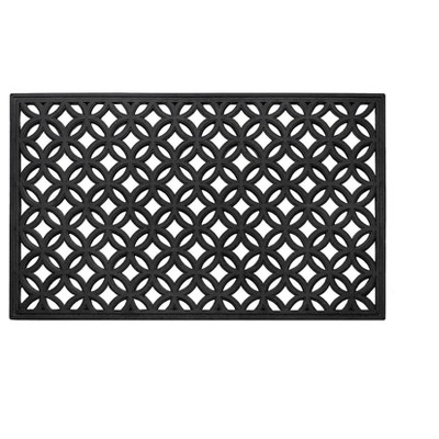 Kate Aurora Diamond 18 in. x 30 in. Wrought Iron Designed Non Skid Rubber Outdoor Door Mat - Black