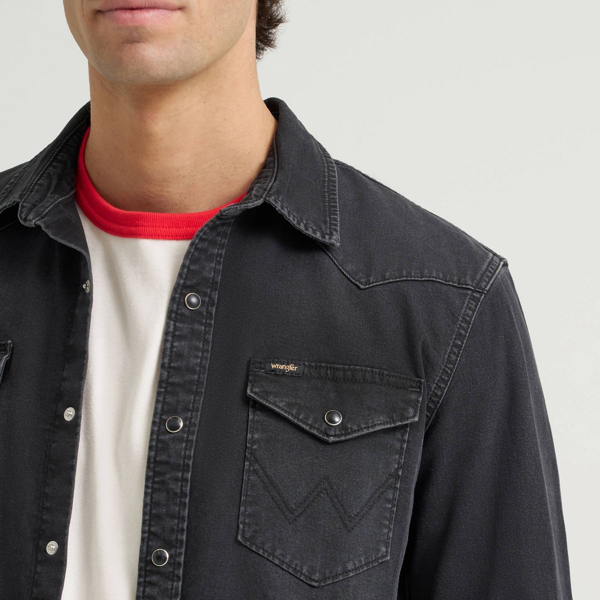 Wrangler Men's Blackout Iconic Long Sleeve Denim Shirt - Black - thumbnail 4