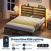 Greenstell Bed Frame with Headboard, Metal Platform Bed Frame with LED Lights & Charging Station - 2 of 4