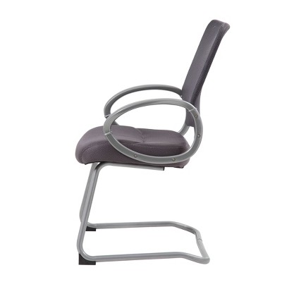 Charcoal Gray High Back Mesh Guest Chair with Pewter Metal Base