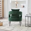 Vynxaria Modern Velvet Open Back Accent Chair with Metal Legs ¨C Cozy Barrel Lounge Chair in Green - 4 of 4