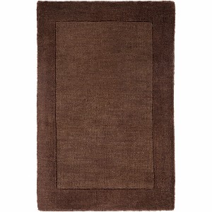 Hauteloom Bordered Solid Brown Wool Rug - 1 of 4