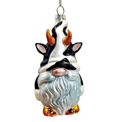 Whimsical Gnome Cow Handblown Glass Christmas Ornament, Cute Holiday Decor| OrnamentallyYou