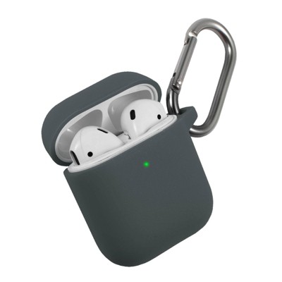 Insten Case Compatible with AirPods 1 & 2 - Protective Silicone Skin Cover with Keychain, Lavender Gray