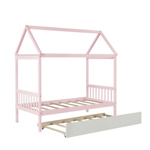 NicBex Twin House Bed Frame with Twin Size Trundle for Adults,Boys,Girls - 1 of 4