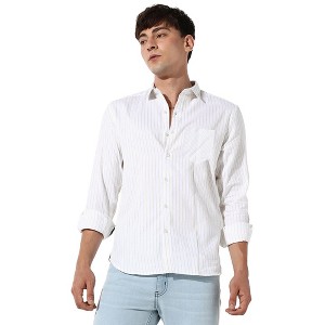 Campus Sutra Men Men's White Chalk Striped Shirt - 1 of 3