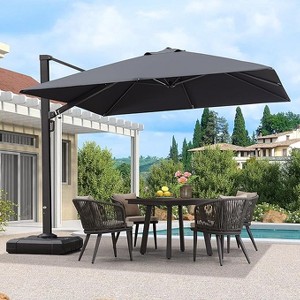 PURPLE LEAF Square Patio Umbrella with Base Large Outdoor Offset Umbrella 360-degree Rotation Cantilever Umbrella for Garden Deck Backyard Pool - 1 of 4