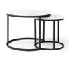 Okak Simple Round Set 2 Coffee Table Side Tables Patio End Table Nightstand Marble Pattern Nesting Outdoor&Indoor for Yard Bedroom Apartment, White - 4 of 4