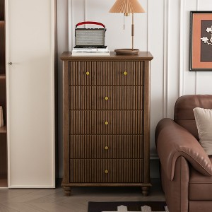 GDFStudio Biron Modern 45.28'' Fluted Wooden Dresser with 5 Drawers - 1 of 4