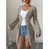 Womens Open Front Knit Sheer Cardigans Summer Boho Lightweight Long Sleeve Long Sweater - 3 of 4