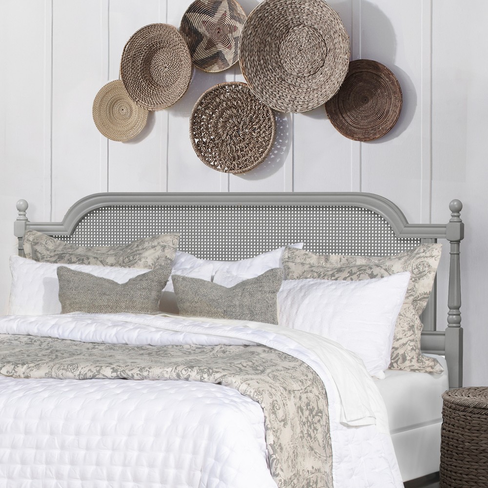 Photos - Bed Frame Hillsdale Furniture King Melanie Wood and Cane Headboard French Gray