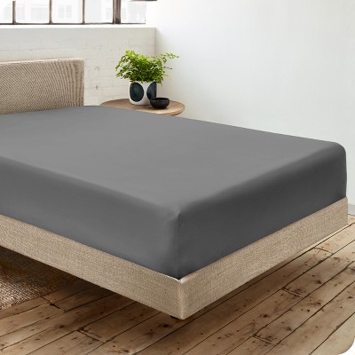 Gray Organic Cotton Percale Twin XL Fitted Sheet