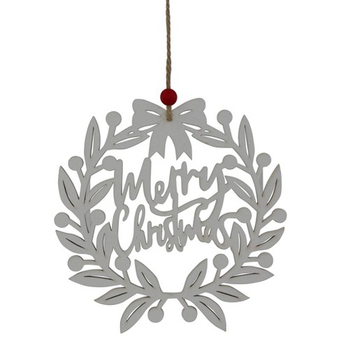 Northlight 8 White merry Christmas Wreath Cutout Hanging Ornament :  Target