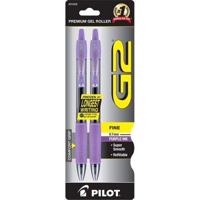 Pilot Gel Pen Retractable/Refillable Extra Fine Point 2/PK Purple 31052