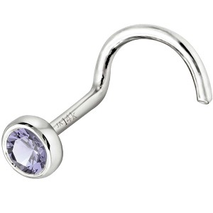 Jewelry Avalanche 22G 14K Gold Bezel-set Tanzanite Nose Screw Nose Stud - 1 of 3