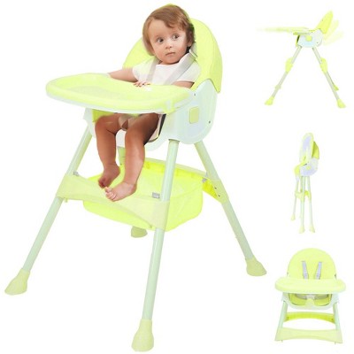 Napei 6- in -1 Baby High Chair with 5 -Point Safety Harness and Adjustable Dining Tray,Foldable High Chair for Space-Saving-Light Yellow