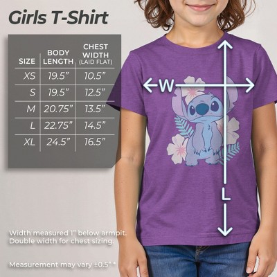 Lilo & Stitch Girl's Lilo & Stitch Floral Stitch T-Shirt - Purple Berry - Large — фото 5