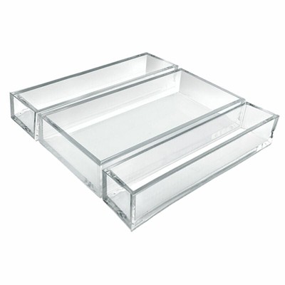 Deluxe Clear Acrylic 3-Piece Tray Set for Countertop Organization