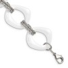 Chisel Stainless Steel Polished with White Ceramic 8" Open Link Bracelet - 2 of 4