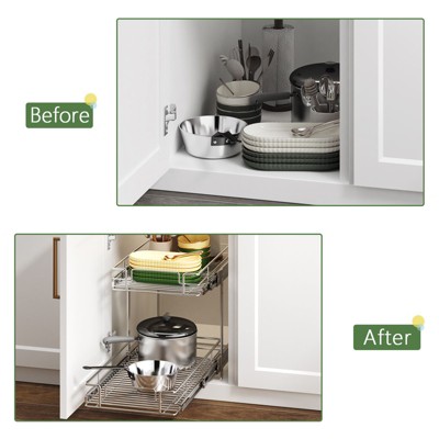 HomLux 2 Tier Individual Pull Out Cabinet Organizer 10.5in W x 18in D Slide Out Kitchen Cabinet Storage Sliding Shelves — фото 7