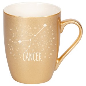 100 North Zodiac 10 Ounce Vegas Gold Metallic Finish, Comfortably Fits Your Hands, New Bone China Coffee Tea Cup Mug, Cancer - 1 of 1