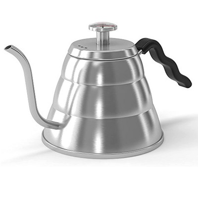 Kook Stovetop Gooseneck Kettle With Thermometer, 3 Ply Stainless Steel  Base, 27 Oz, Black : Target