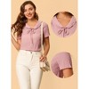 Allegra K Women's Peter Pan Collar Tie Neck Ruffle Blouse - 2 of 4